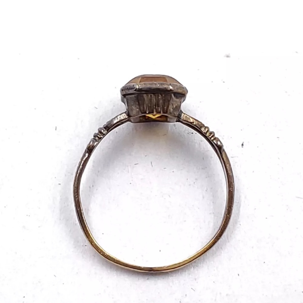 1880's ANTIQUE 10KT YELLOW GOLD CITRINE SOLITAIRE RING SIZE 5 - Picture 6 of 6